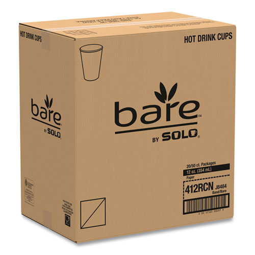 Picture of Bare Eco-Forward Recycled Content PCF Paper Hot Cups, 12 oz, Green/White/Beige, 1,000/Carton