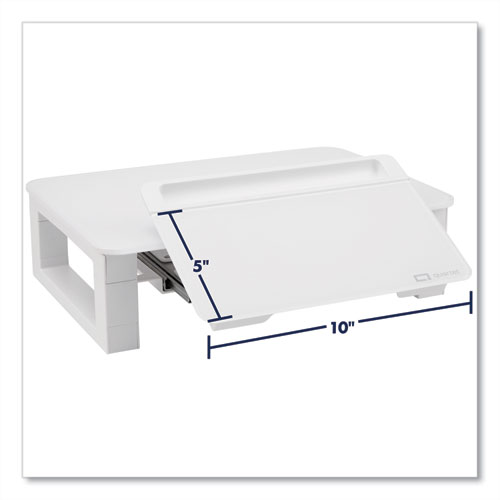 Adjustable+Height+Desktop+Glass+Monitor+Riser+With+Dry-Erase+Board%2C+14+X+10.25+X+2.5+To+5.25%2C+White%2C+Supports+100+Lb