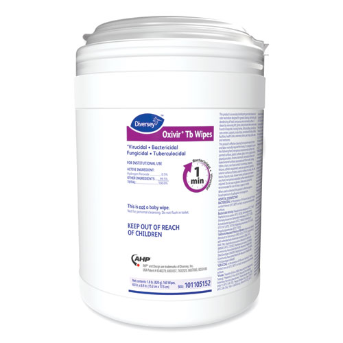 Picture of Oxivir TB Disinfectant Wipes, 6 x 6.9, Characteristic Scent, White, 160/Canister, 4 Canisters/Carton