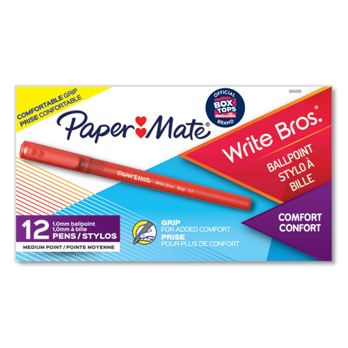 Picture of Write Bros. Grip Ballpoint Pen, Stick, Medium 1 mm, Red Ink, Red Barrel, Dozen