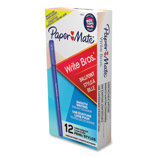 Picture of Write Bros. Ballpoint Pen, Stick, Medium 1 mm, Blue Ink, Blue Barrel, Dozen