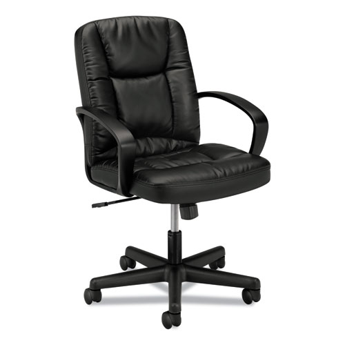 Picture of HVL171 Executive Mid-Back Leather Chair, Supports Up to 250 lb, 16.75" to 20.5" Seat Height, Black
