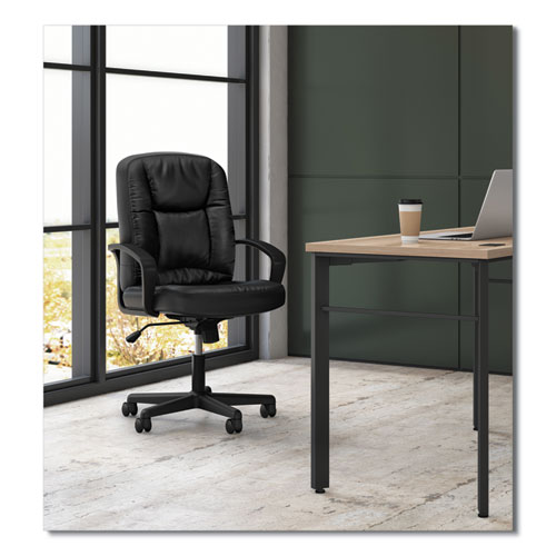 Picture of HVL171 Executive Mid-Back Leather Chair, Supports Up to 250 lb, 16.75" to 20.5" Seat Height, Black