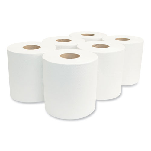 Picture of Morsoft Center-Pull Roll Towels, 2-Ply, 6.9" dia, White, 600 Sheets/Roll, 6 Rolls/Carton
