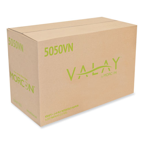 Picture of Valay Interfolded Napkins, 1-Ply, 6.3 x 8.85, Kraft, 6,000/Carton