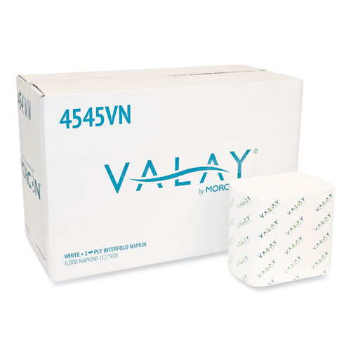Picture of Valay Interfolded Napkins, 1-Ply, White, 6.5 x 8.25, 6,000/Carton