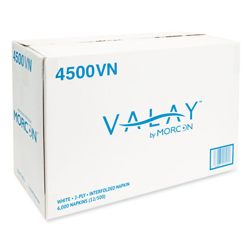 Picture of Valay Interfolded Napkins, 2-Ply, 6.5 x 8.25, White, 500/Pack, 12 Packs/Carton