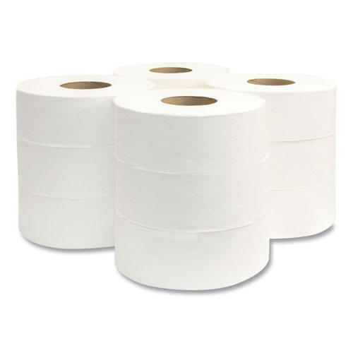 Picture of Jumbo Bath Tissue, Septic Safe, 2-Ply, White, 3.3" x 700 ft, 12 Rolls/Carton