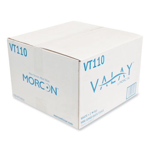 Picture of Valay Mini Jumbo Bath Tissue, Septic Safe, 2-Ply, White, 750 ft, 12 Rolls/Carton