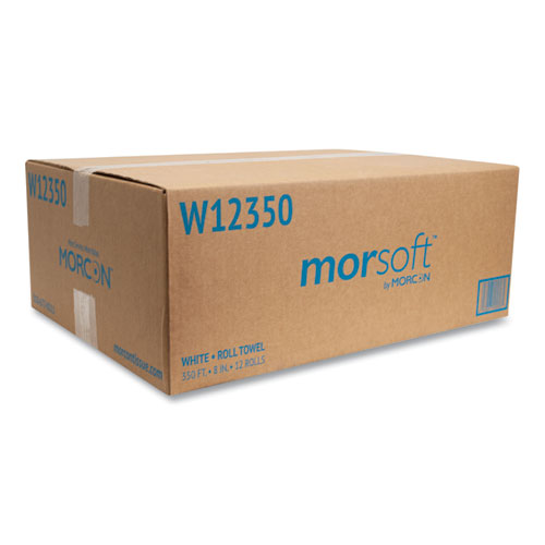 Picture of Morsoft Universal Roll Towels, 1-Ply, 8" x 350 ft, White, 12 Rolls/Carton