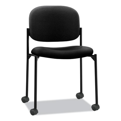 Picture of VL606 Stacking Guest Chair without Arms, Fabric Upholstery, 21.25" x 21" x 32.75", Black Seat, Black Back, Black Base