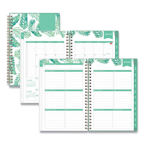 Day Designer Palms Weekly/monthly Planner, Palms Artwork, 8 X 5, Green/white Cover, 12-Month (jan To Dec): 2022
