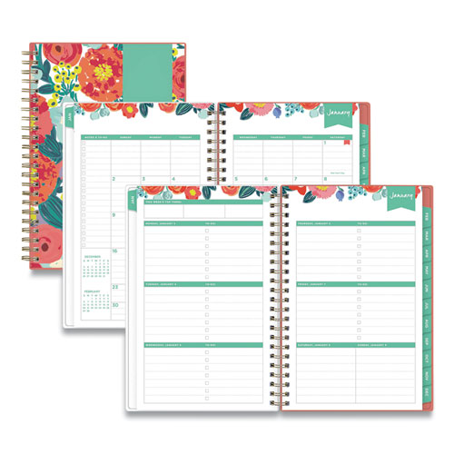 Day Designer Weekly/monthly Planner, Floral Sketch Artwork, 8 X 5, Multicolor Cover, 12-Month (jan-Dec): 2022