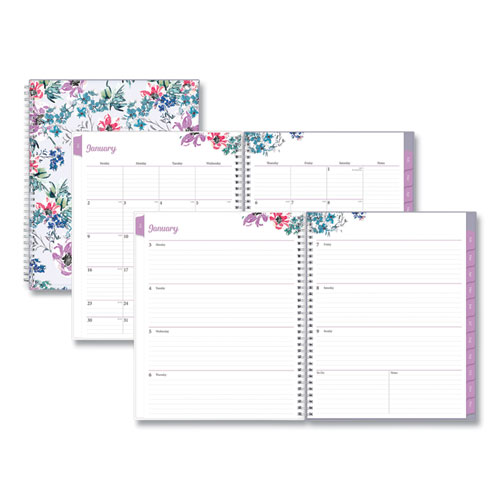 Picture of Laila Create-Your-Own Cover Weekly/Monthly Planner, Wildflower Artwork, 11 x 8.5, Purple/Blue/Pink, 12-Month (Jan-Dec): 2024