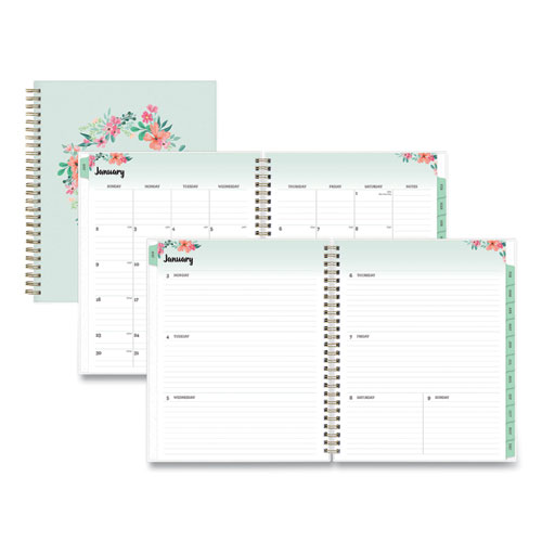 Picture of Laurel Weekly/Monthly Planner, Laurel Floral Artwork, 9 x 7, Green/Pink/Orange Cover, 12-Month (Jan to Dec): 2024
