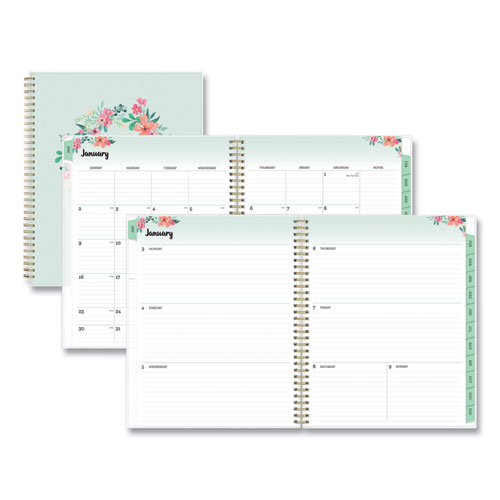 Picture of Laurel Weekly/Monthly Planner, Laurel Floral Artwork, 11 x 8.5, Green/Pink/Orange Cover, 12-Month (Jan to Dec): 2022