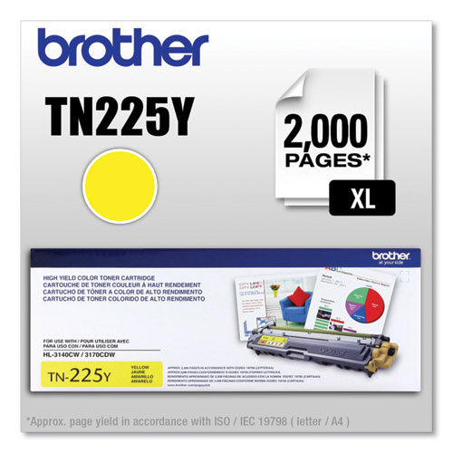 Picture of TN225Y High-Yield Toner, 2,200 Page-Yield, Yellow