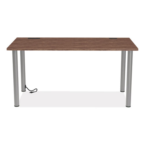 Picture of Essentials Writing Table-Desk with Integrated Power Management, 59.7" x 29.3" x 28.8", Espresso/Aluminum