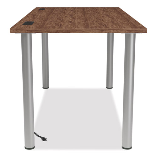 Picture of Essentials Writing Table-Desk with Integrated Power Management, 59.7" x 29.3" x 28.8", Espresso/Aluminum
