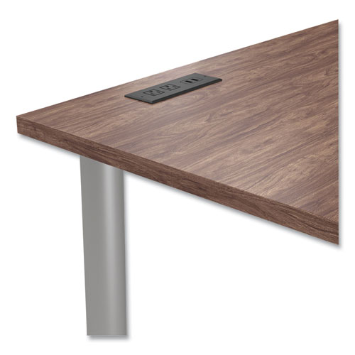 Picture of Essentials Writing Table-Desk with Integrated Power Management, 59.7" x 29.3" x 28.8", Espresso/Aluminum