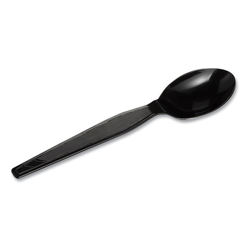 Picture of Plastic Cutlery, Heavyweight Teaspoons, Black, 1,000/Carton