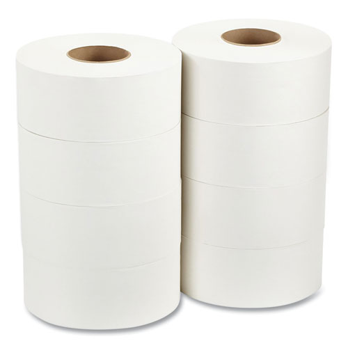 Picture of Jumbo Jr. Bathroom Tissue Roll, Septic Safe, 2-Ply, White, 3.5" x 1,000 ft, 8 Rolls/Carton