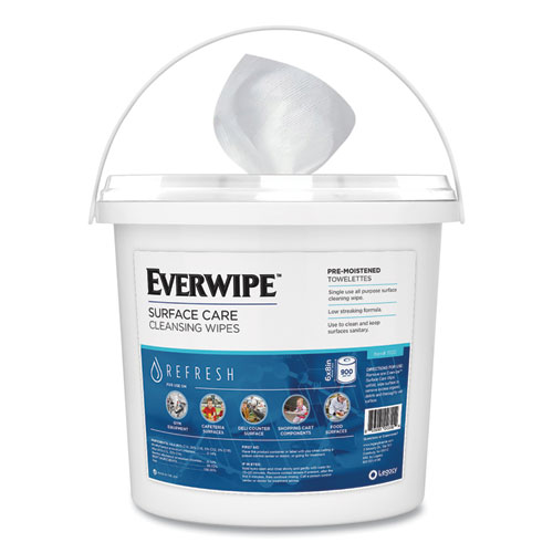 Picture of Cleaning and Deodorizing Wipes, 1-Ply, 8 x 6, Lemon, White, 900/Dispenser Bucket, 2 Buckets/Carton