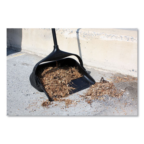 Picture of Lobby Pro Upright Dustpan with Wheels, 12.5w x 37h, Polypropylene with Vinyl Coat, Black