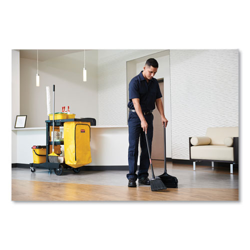 Picture of Lobby Pro Upright Dustpan with Wheels, 12.5w x 37h, Polypropylene with Vinyl Coat, Black