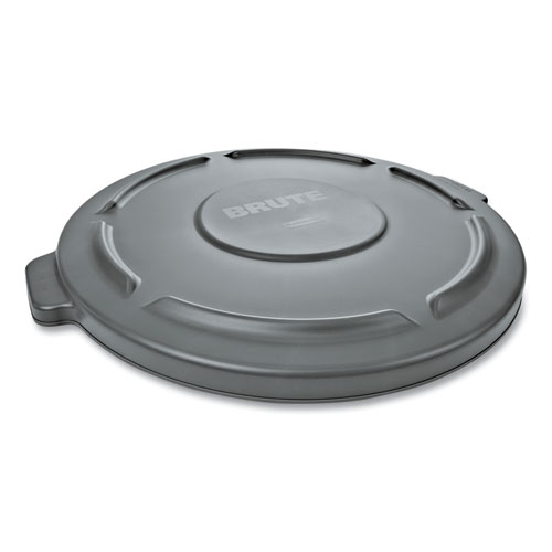 Picture of BRUTE Self-Draining Flat Top Lid, for 32 gal Round BRUTE Containers, 22.25" Diameter, Gray