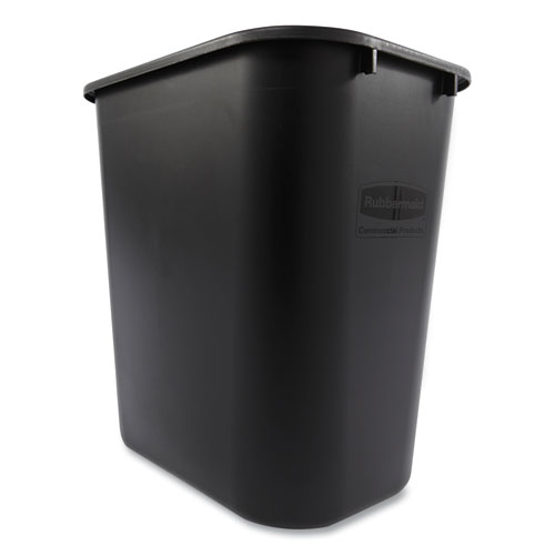 Picture of Deskside Plastic Wastebasket, 7 gal, Plastic, Black