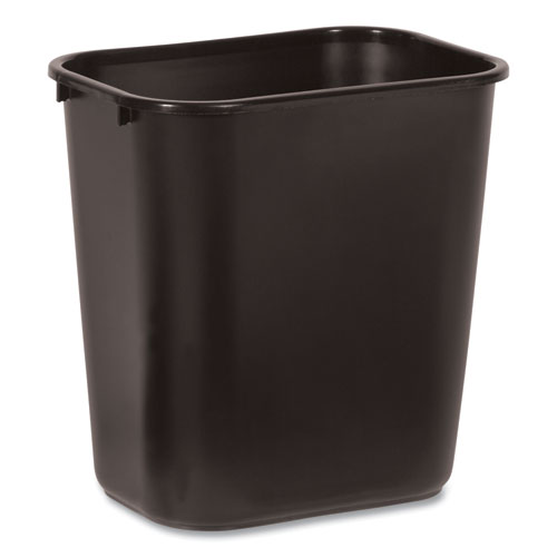 Picture of Deskside Plastic Wastebasket, 7 gal, Plastic, Black