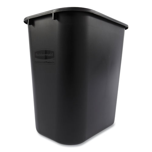 Picture of Deskside Plastic Wastebasket, 7 gal, Plastic, Black