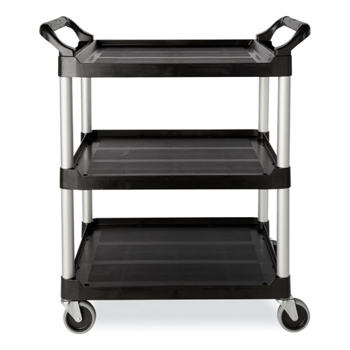 Picture of Xtra Utility Cart with Open Sides, Plastic, 3 Shelves, 300 lb Capacity, 40.63" x 20" x 37.81", Black