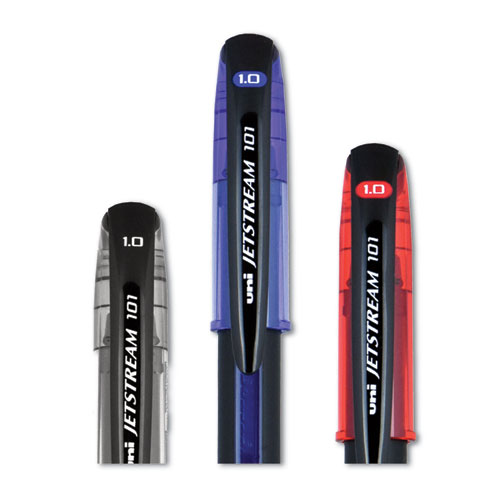 Picture of Jetstream 101 Hybrid Gel Pen, Stick, Bold 1 mm, Blue Ink, Black/Blue Barrel, Dozen