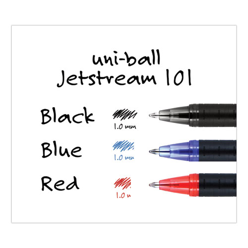 Picture of Jetstream 101 Hybrid Gel Pen, Stick, Bold 1 mm, Blue Ink, Black/Blue Barrel, Dozen