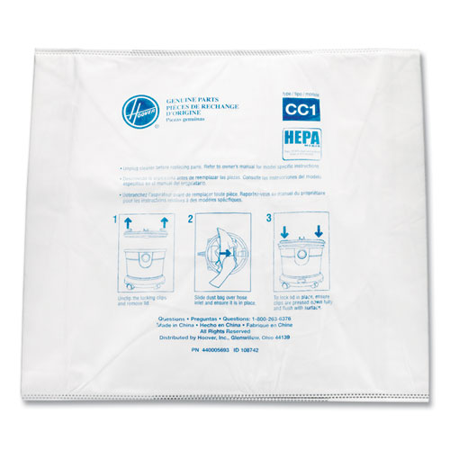 Picture of Disposable Vacuum Bags, HEPA CC1, 10/Pack