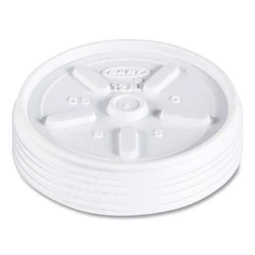 Picture of Plastic Lids for Foam Cups, Bowls and Containers, Vented, Fits 6-14 oz, White, 100/Pack, 10 Packs/Carton