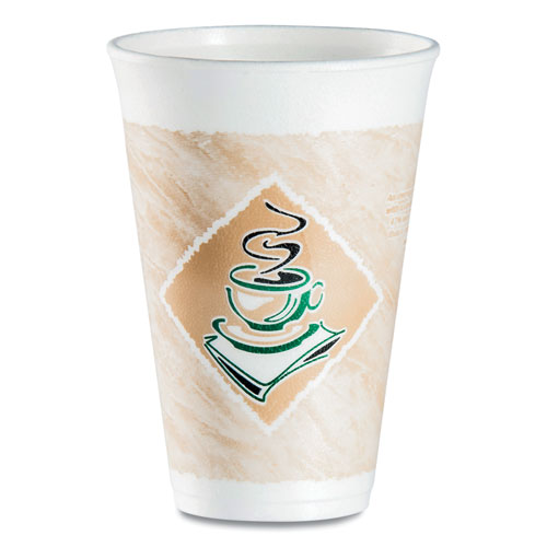 Picture of Cafe G Foam Hot/Cold Cups, 16 oz, Brown/Green/White, 1,000/Carton