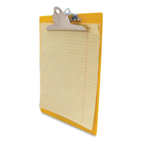 Picture of Recycled Plastic Clipboard with Ruler Edge, 1" Clip Capacity, Holds 8.5 x 11 Sheets, Yellow