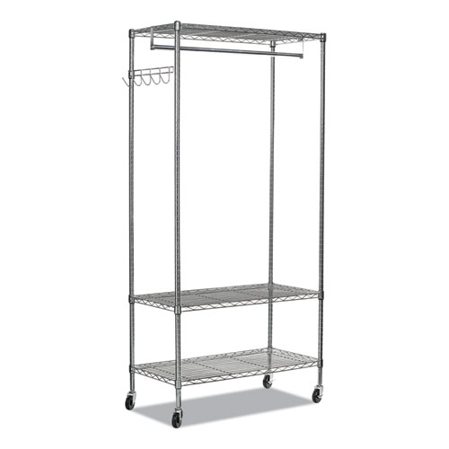 Picture of Wire Shelving Garment Rack, 40 Garments, 48w x 18d x 75h, Silver