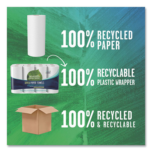 Picture of 100% Recycled Paper Kitchen Towel Rolls, 2-Ply, 11 x 5.4, 156 Sheets/Roll, 8 Rolls/Pack