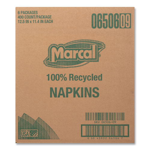 Picture of 100% Recycled Lunch Napkins, 1-Ply, 11.4 x 12.5, White, 400/Pack