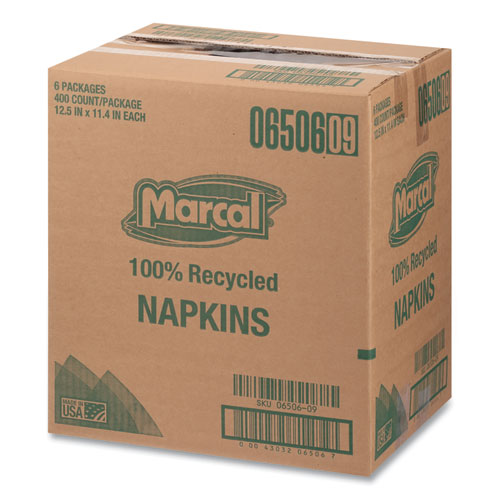 Picture of 100% Recycled Lunch Napkins, 1-Ply, 11.4 x 12.5, White, 400/Pack