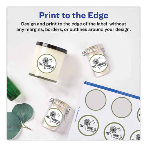 Picture of Round Print-to-the Edge Labels with SureFeed and EasyPeel, 2" dia, Matte White, 300/Pack