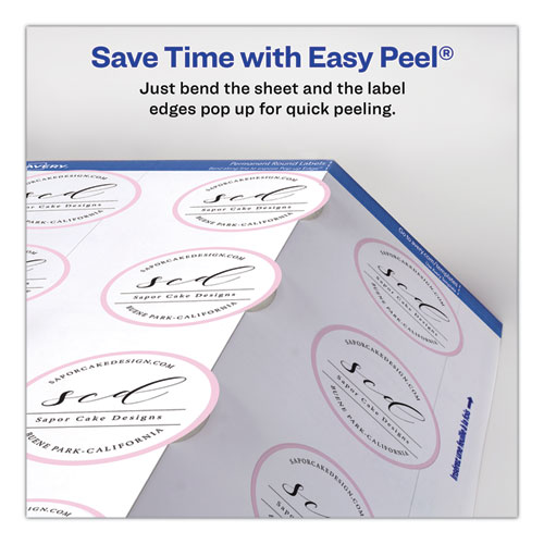 Picture of Round Print-to-the Edge Labels with SureFeed and EasyPeel, 2" dia, Matte White, 300/Pack