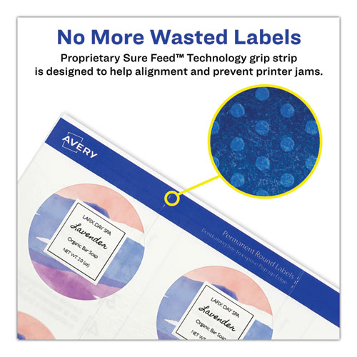 Picture of Printable Self-Adhesive Permanent ID Labels w/Sure Feed, 0.75" dia, Clear, 400/PK