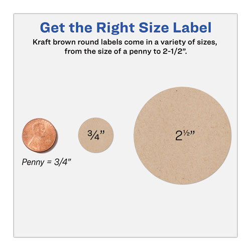 Picture of Round Brown Kraft Print-to-the-Edge Labels, 2.5" dia, 225/PK