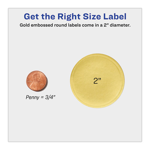 Picture of Round Labels, Inkjet Printers, 2" dia, Gold, 12/Sheet, 8 Sheets/Pack