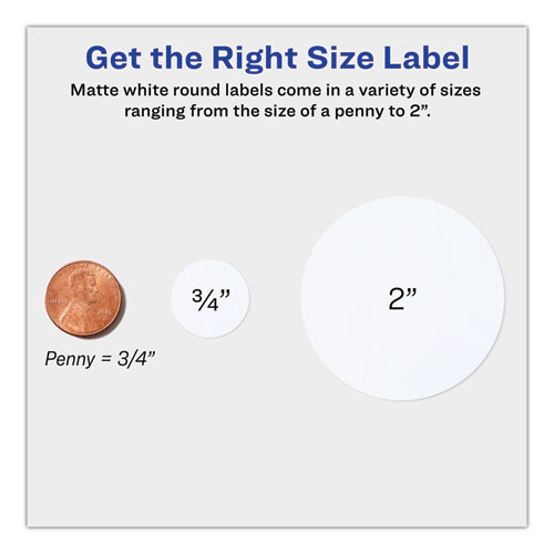 Picture of Round Print-to-the Edge Labels with SureFeed and EasyPeel, 2" dia, Matte White, 300/Pack